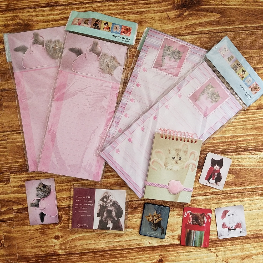Rachael Hale Cat Office Set Magnetic Notepads Notebook Magnets Kittens Pink - Picture 12 of 12